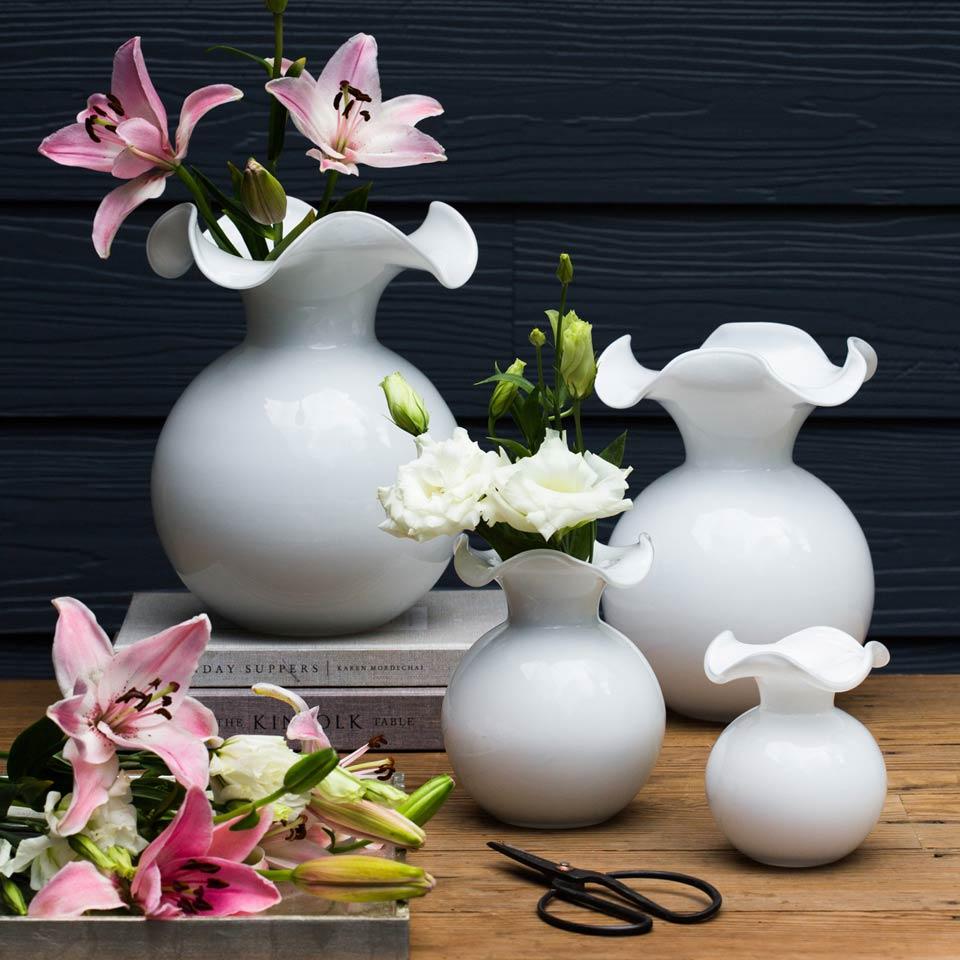 White Small Fluted Vase