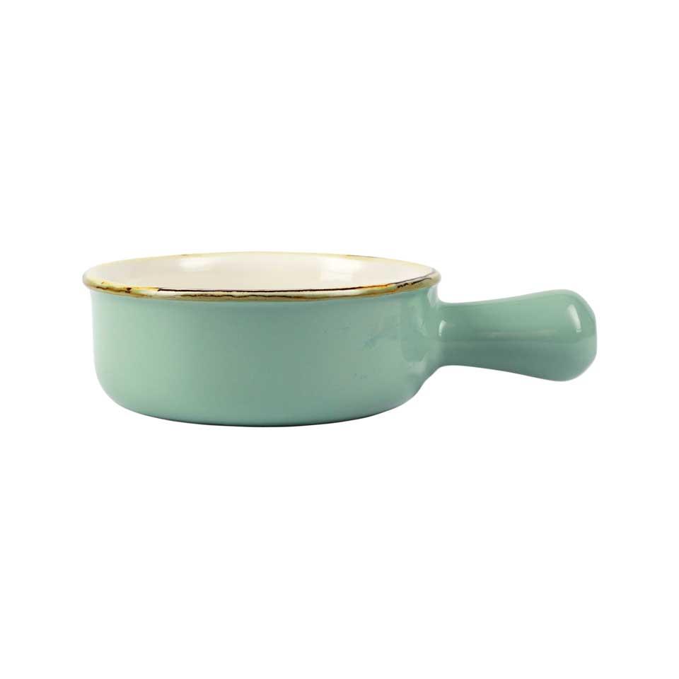 Aqua Small Round Baker with Large Handle