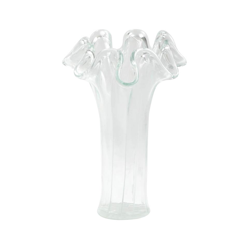 Clear w/ White Lines Short Vase