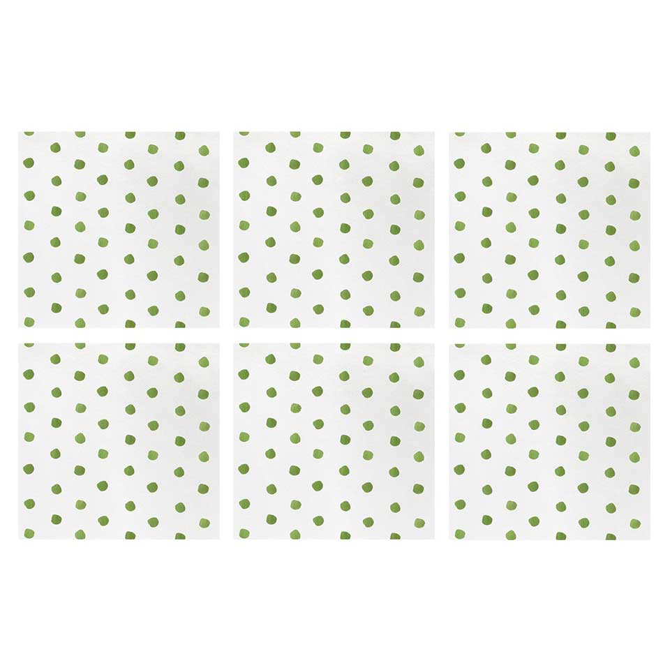 Dot Green Cocktail Napkins (Pack of 20) - Set of 6