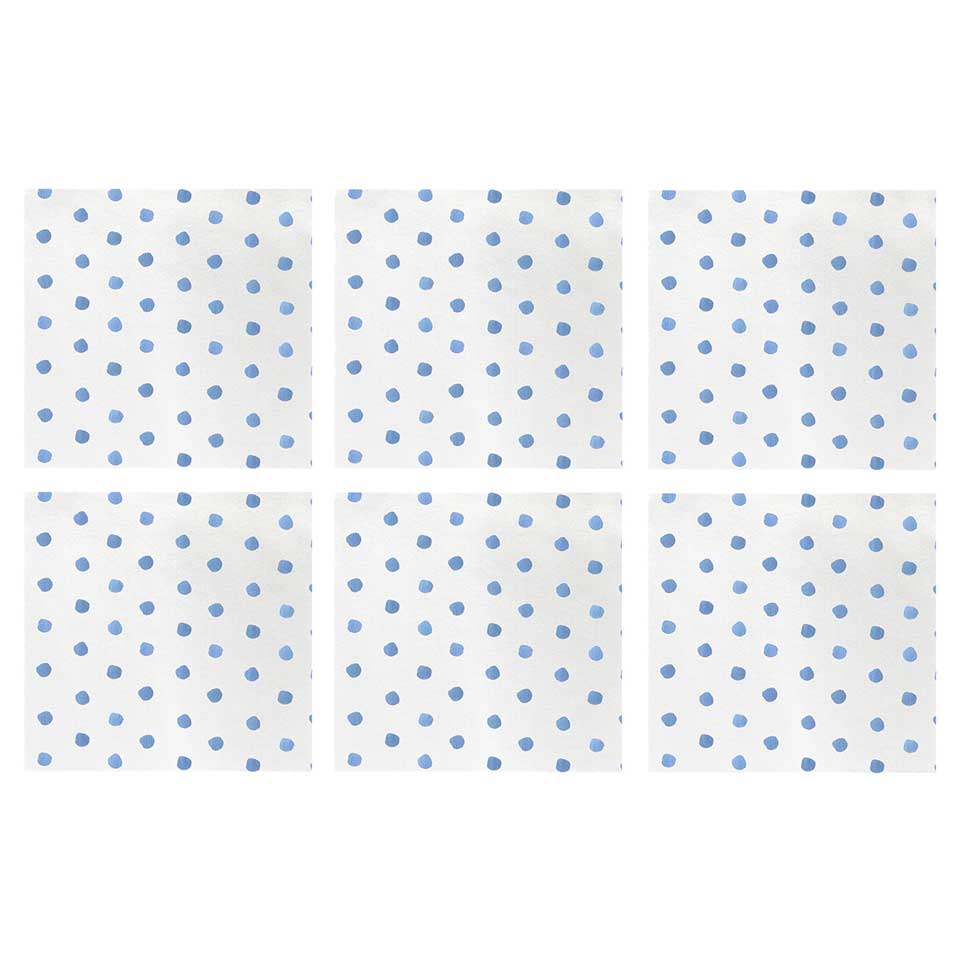 Dot Light Blue Cocktail Napkins (Pack of 20) - Set of 6