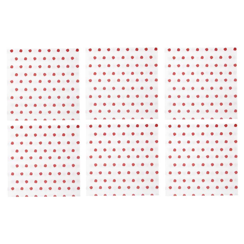Dot Red Cocktail Napkins (Pack of 20) - Set of 6