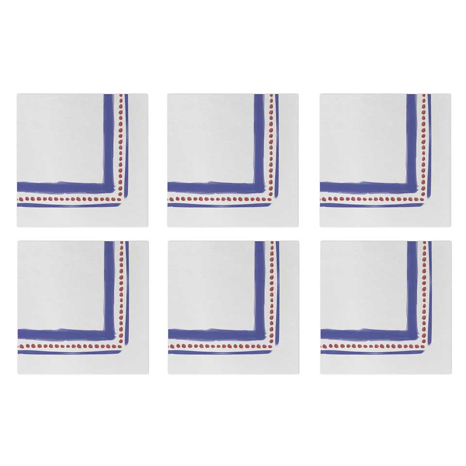 Campagna Blue Cocktail Napkins (Pack of 20) - Set of 6