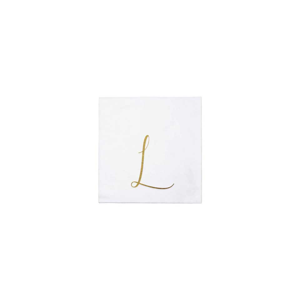 Gold Monogram Cocktail Napkins - L (Pack of 20)