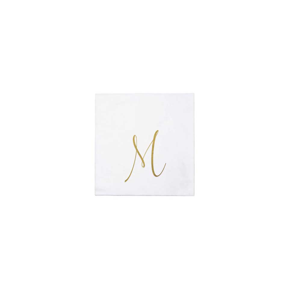 Gold Monogram Cocktail Napkins - M (Pack of 20)