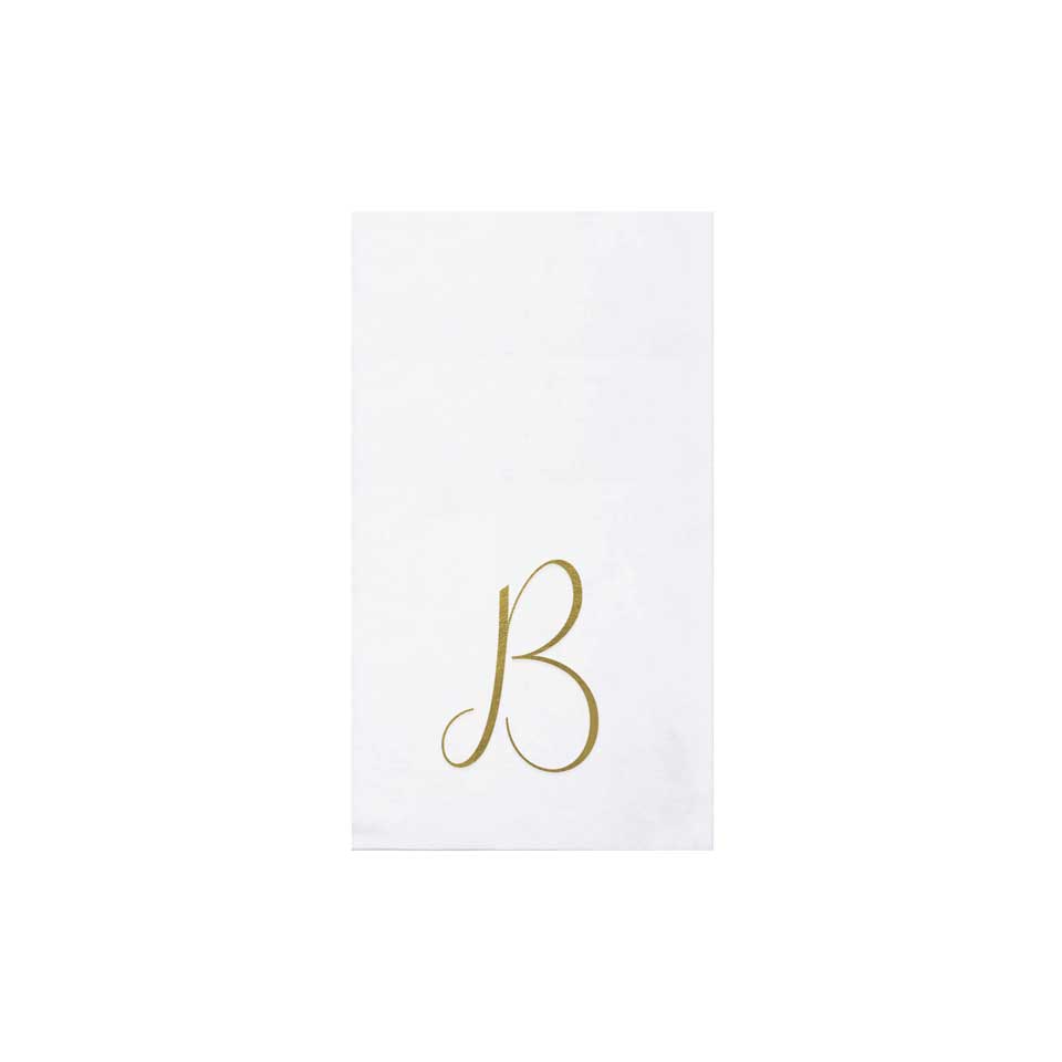 Gold Monogram Guest Towels - B (Pack of 20)