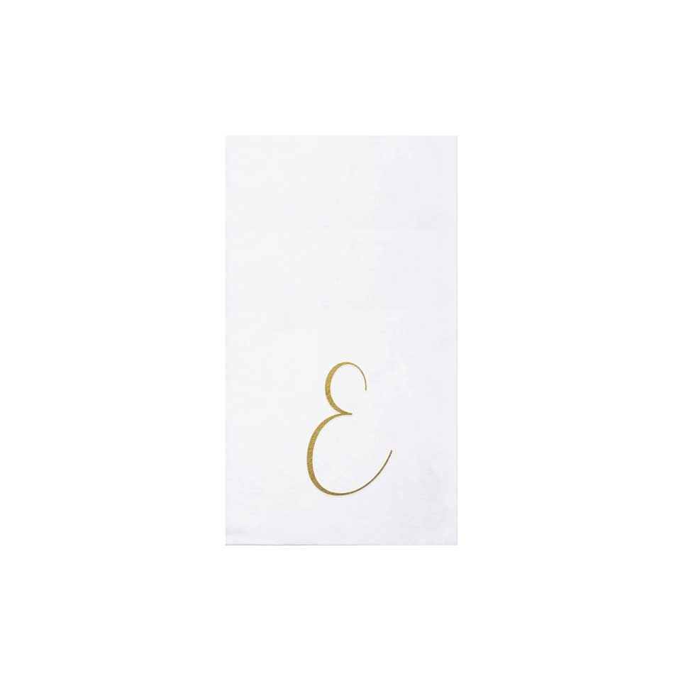Gold Monogram Guest Towels - E (Pack of 20)
