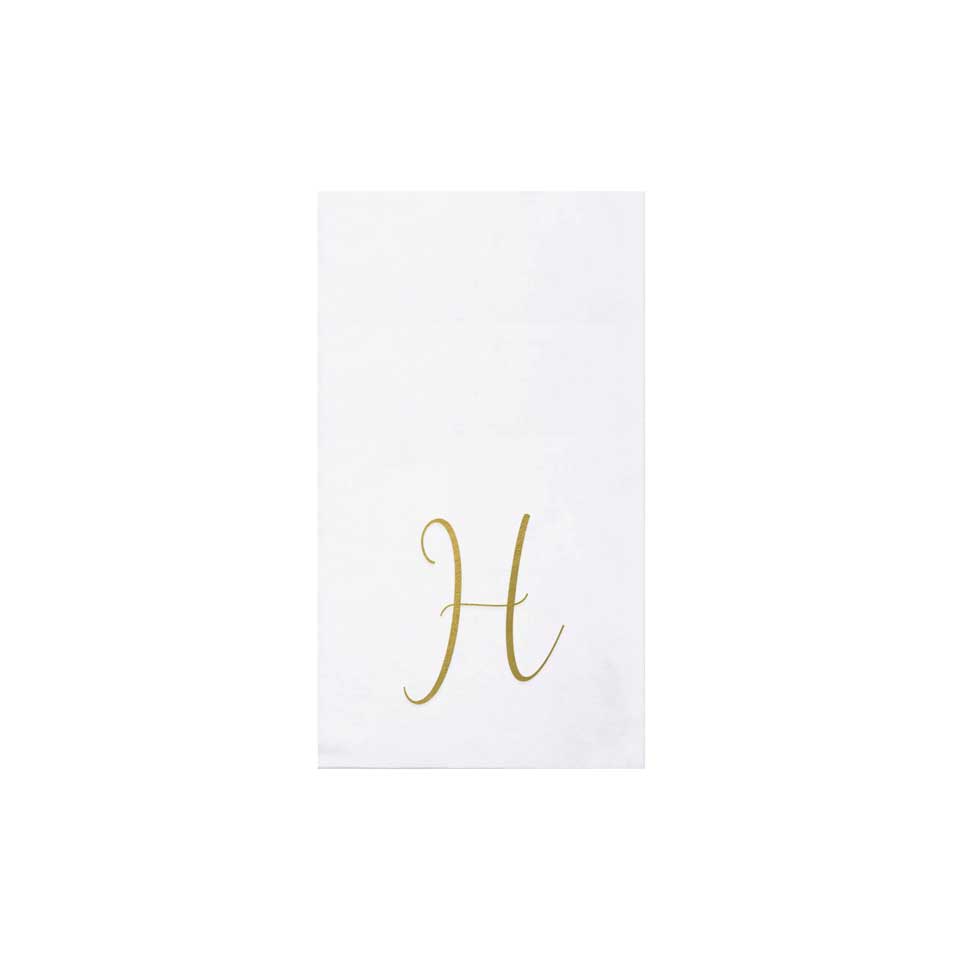 Gold Monogram Guest Towels - H (Pack of 20)