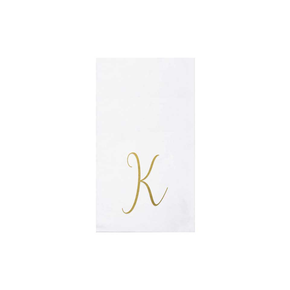 Gold Monogram Guest Towels - K (Pack of 20)