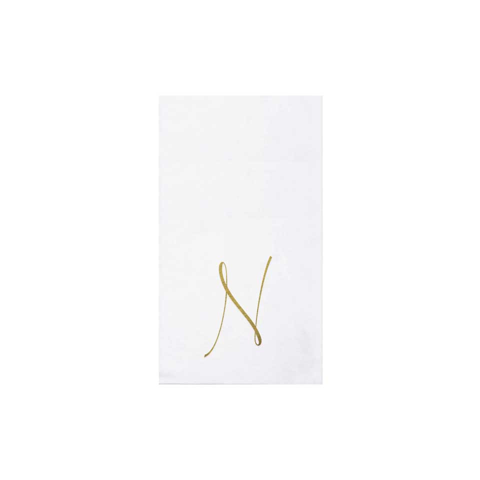 Gold Monogram Guest Towels - N (Pack of 20)