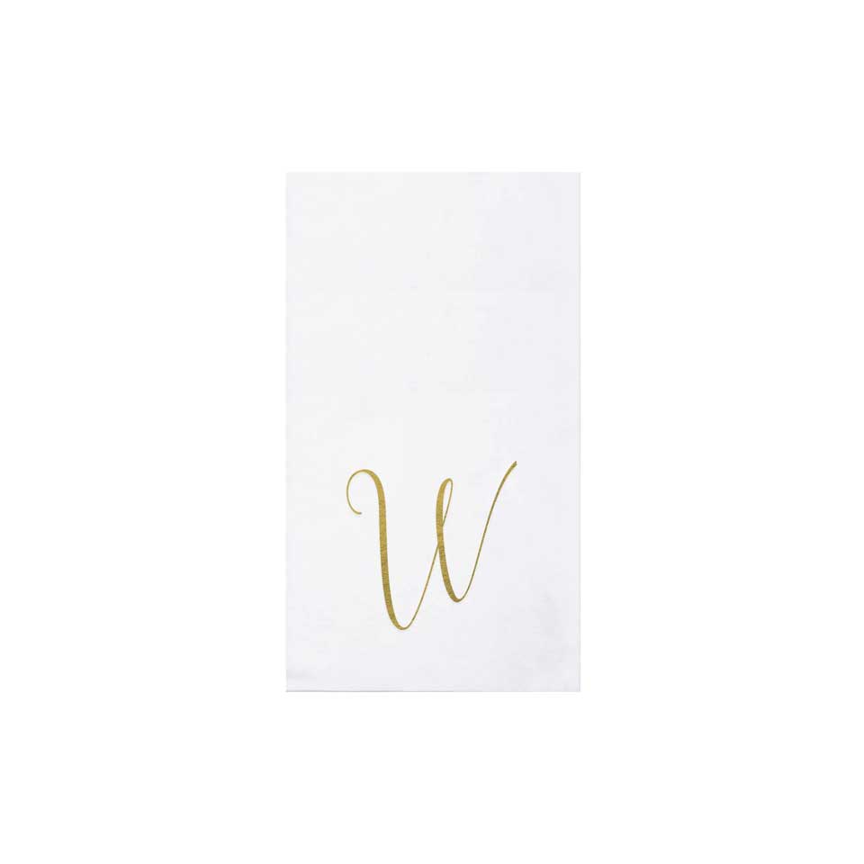 Gold Monogram Guest Towels - W (Pack of 20)
