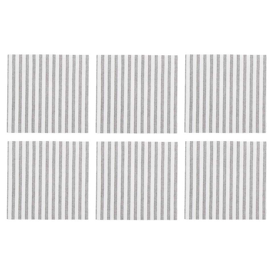 Capri Gray Cocktail Napkins (Pack of 20) - Set of 6