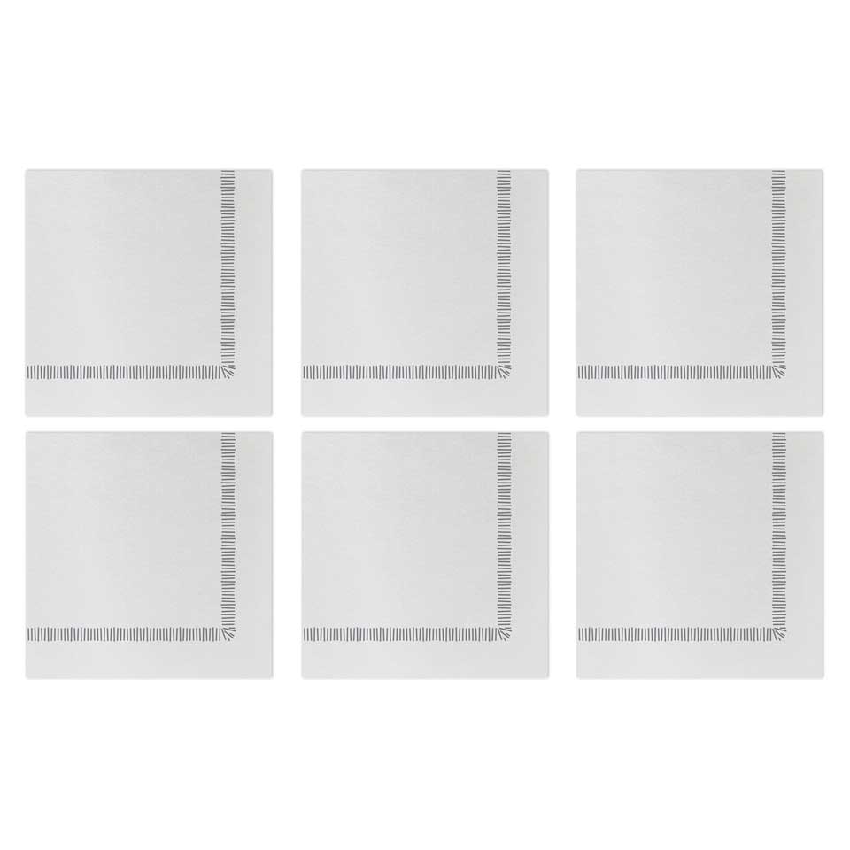 Fringe Gray Cocktail Napkins (Pack of 20) - Set of 6