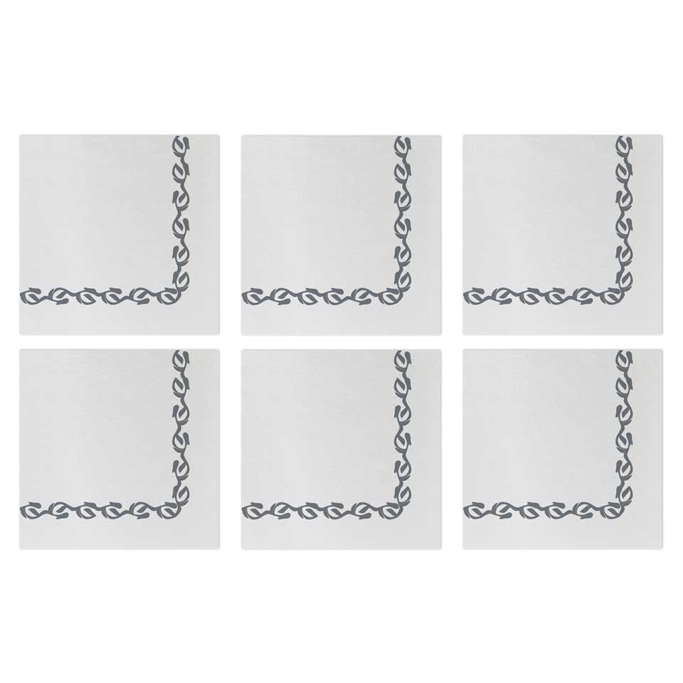 Florentine Gray Cocktail Napkins (Pack of 20) - Set of 6
