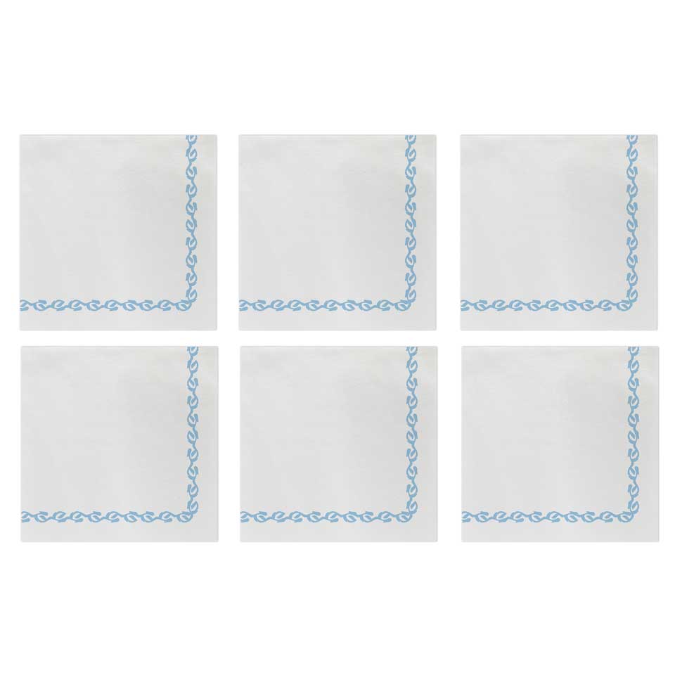 Florentine Light Blue Cocktail Napkins (Pack of 20) - Set of 6