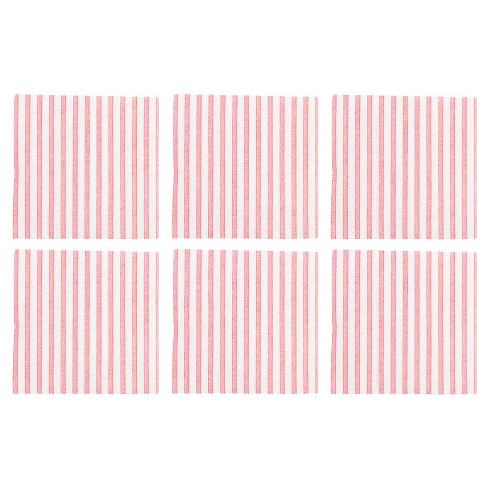 Capri Red Cocktail Napkins (Pack of 20) - Set of 6