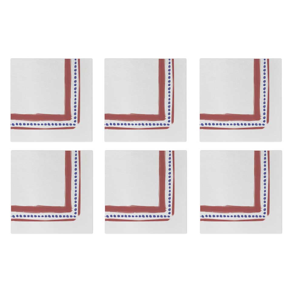Campagna Red Cocktail Napkins (Pack of 20) - Set of 6