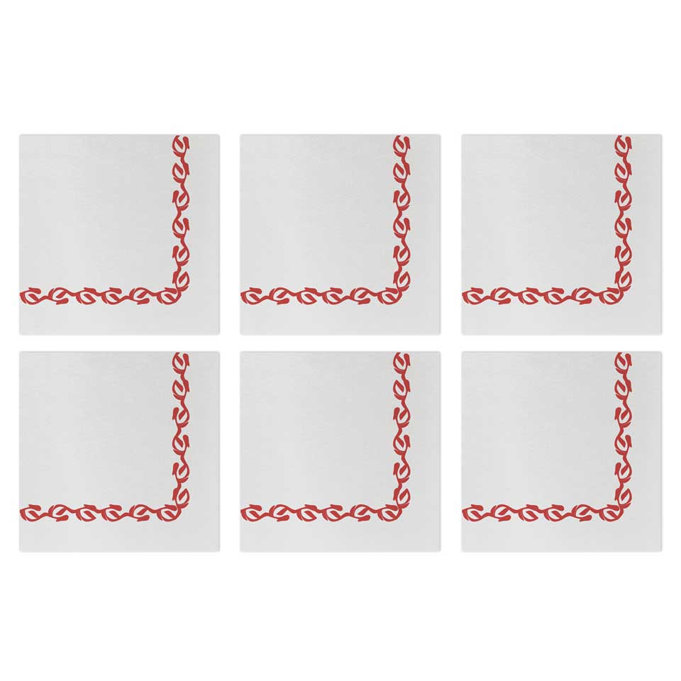 Florentine Red Cocktail Napkins (Pack of 20) - Set of 6