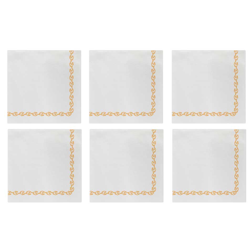 Florentine Yellow Cocktail Napkins (Pack of 20) - Set of 6