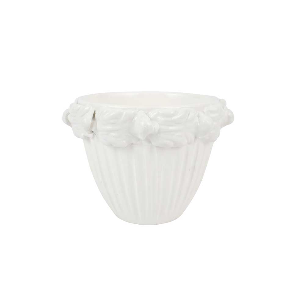 White Acanthus Leaf Small Cachepot