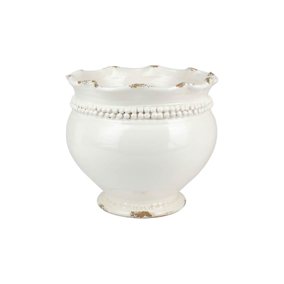 Linen Dotted Round Planter