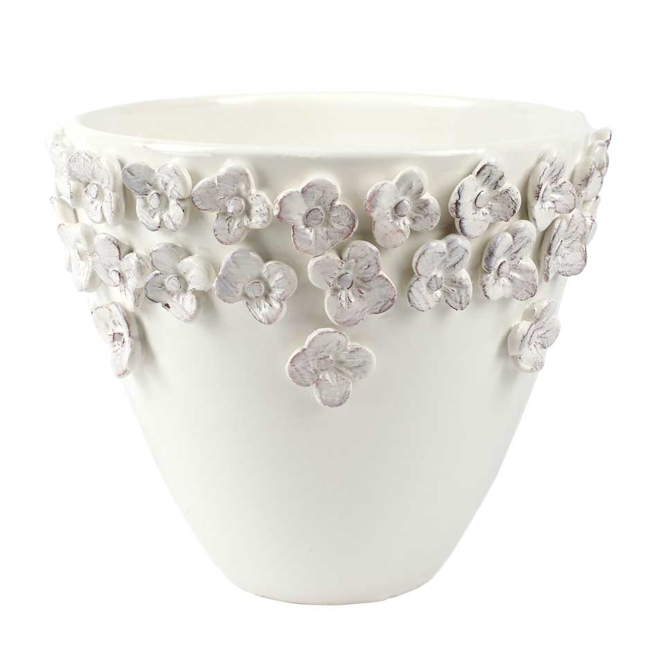 White Flower Medium Cachepot