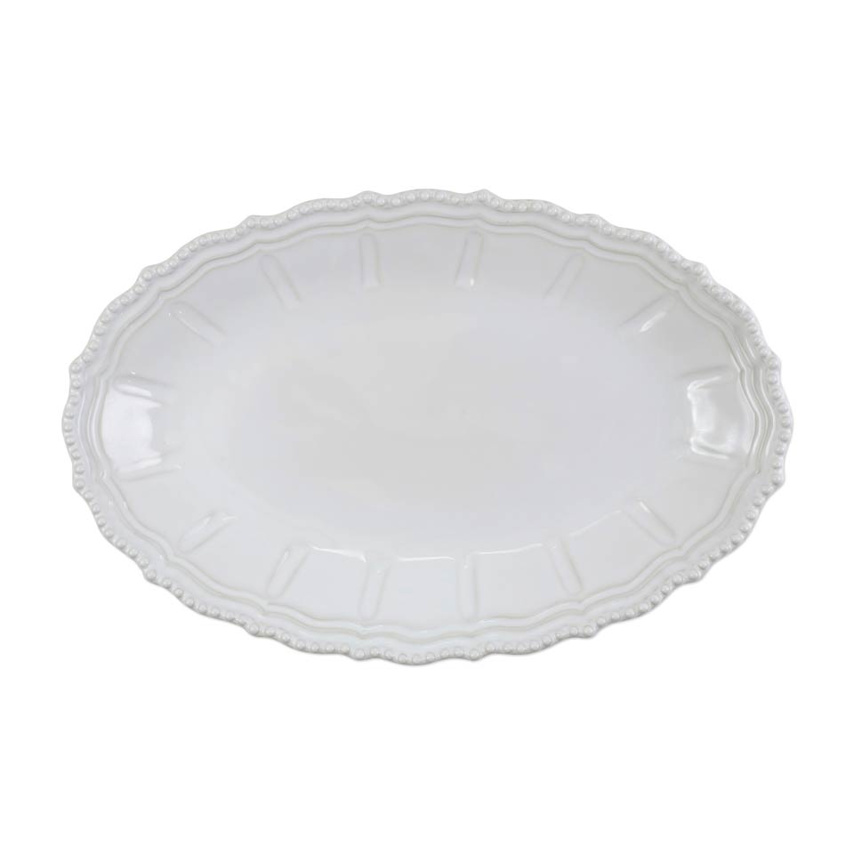 White Baroque Large Oval Shallow Bowl