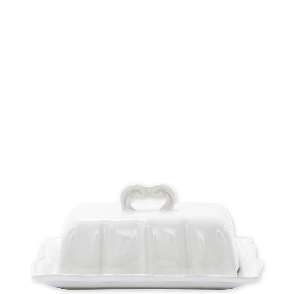 White Baroque Butter Dish
