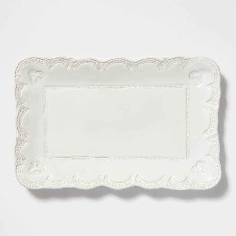 White Lace Small Rectangular Platter
