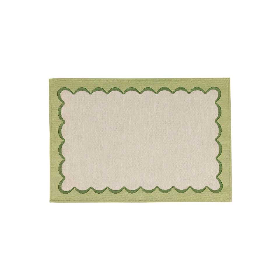 Green Scalloped Placemats - Set of 4