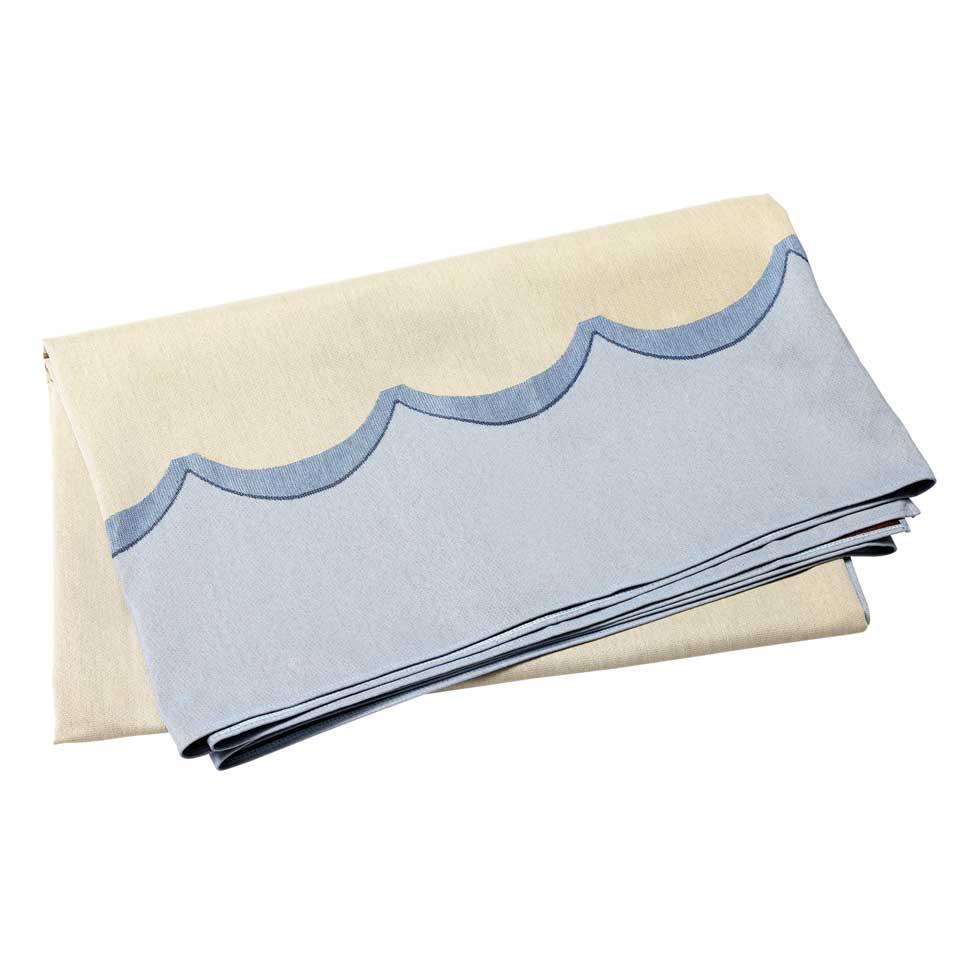 Blue Scalloped Tablecloth