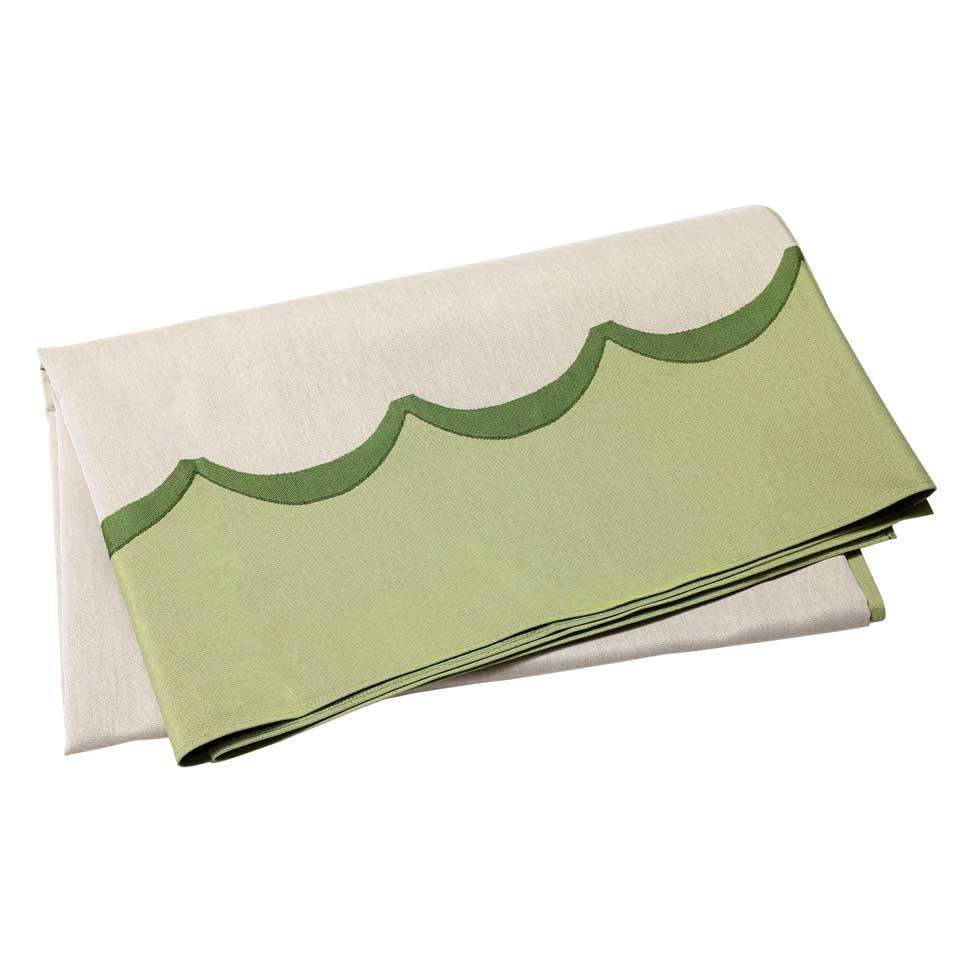 Green Scalloped Tablecloth