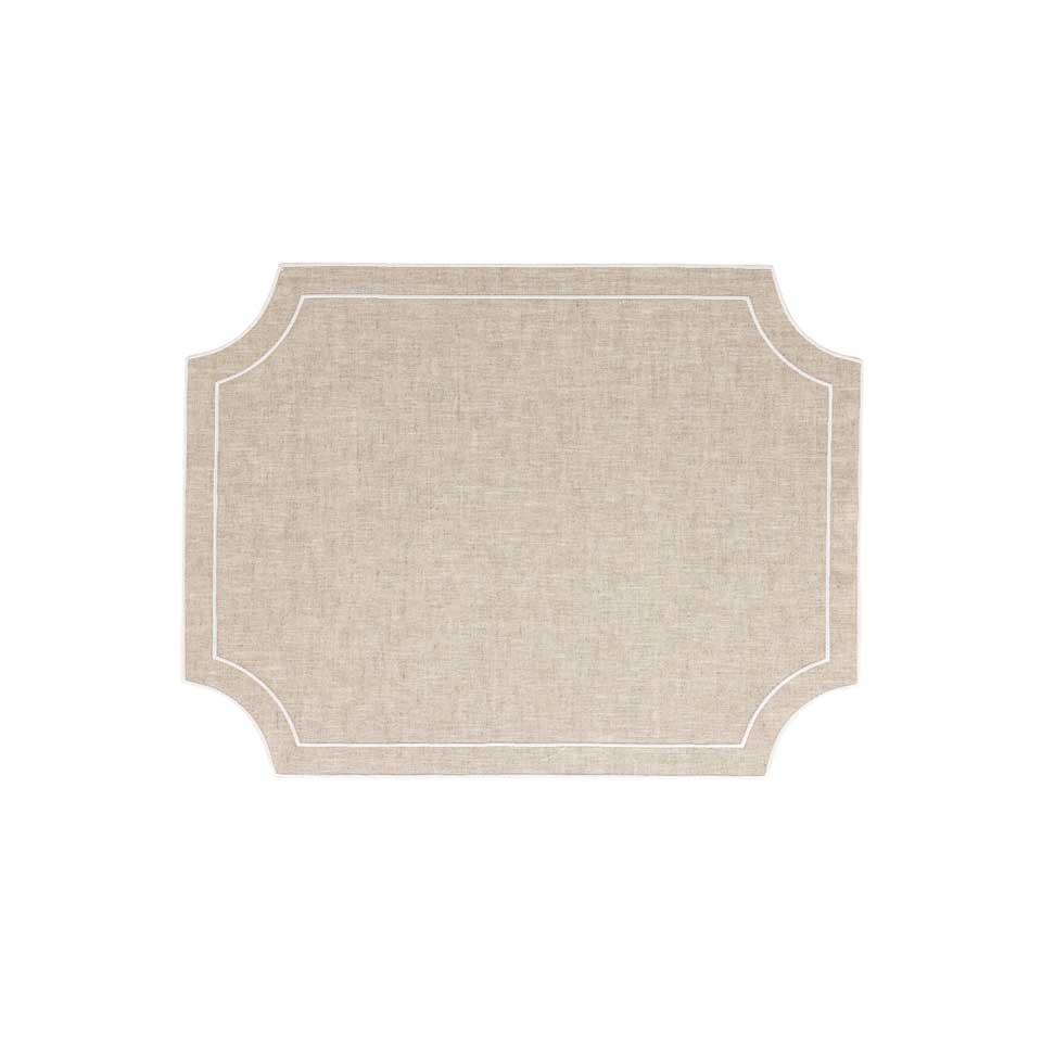 Natural Rectangular Placemats with White Stitching - Set of 4