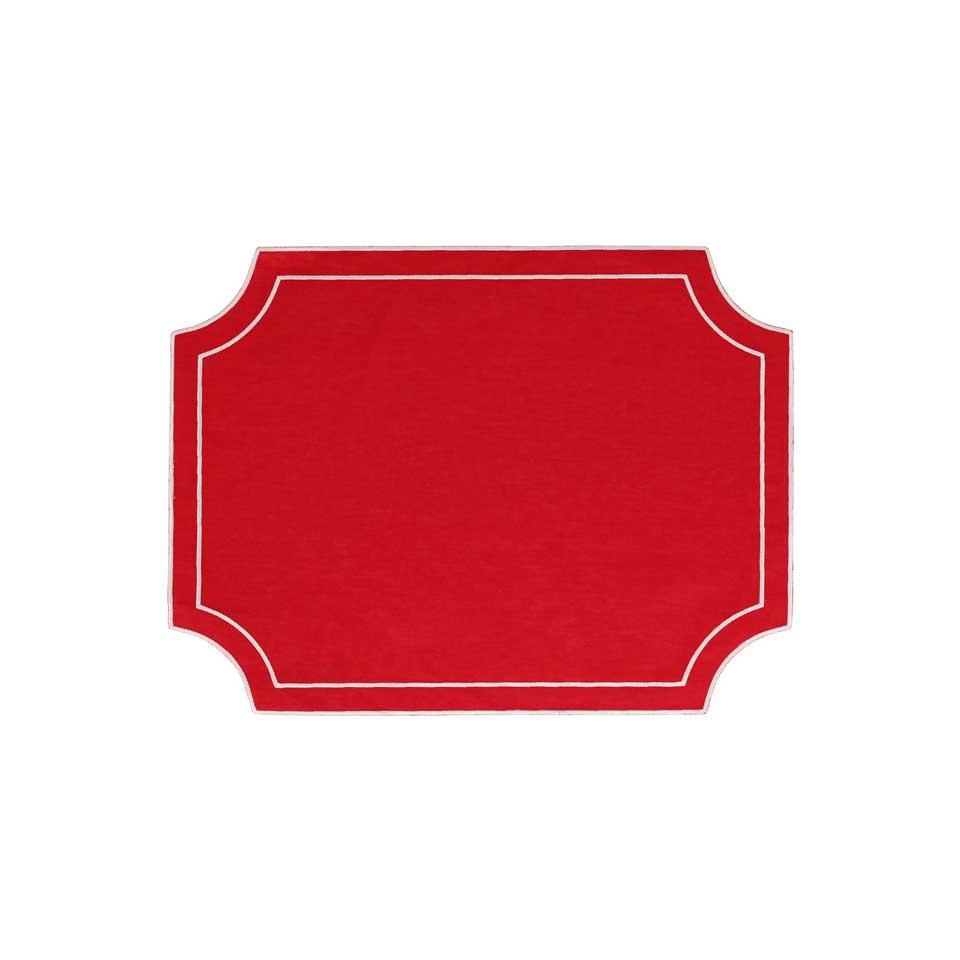 Red Rectangular Placemats with White Stitching - Set of 4