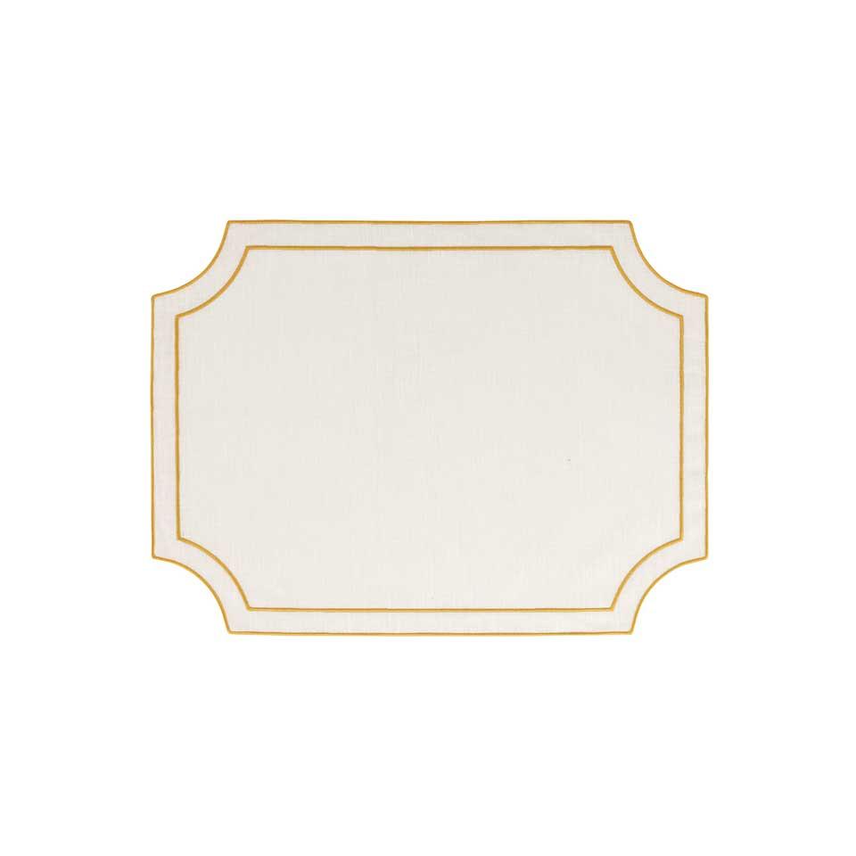 White Rectangular Placemats with Gold Stitching - Set of 4