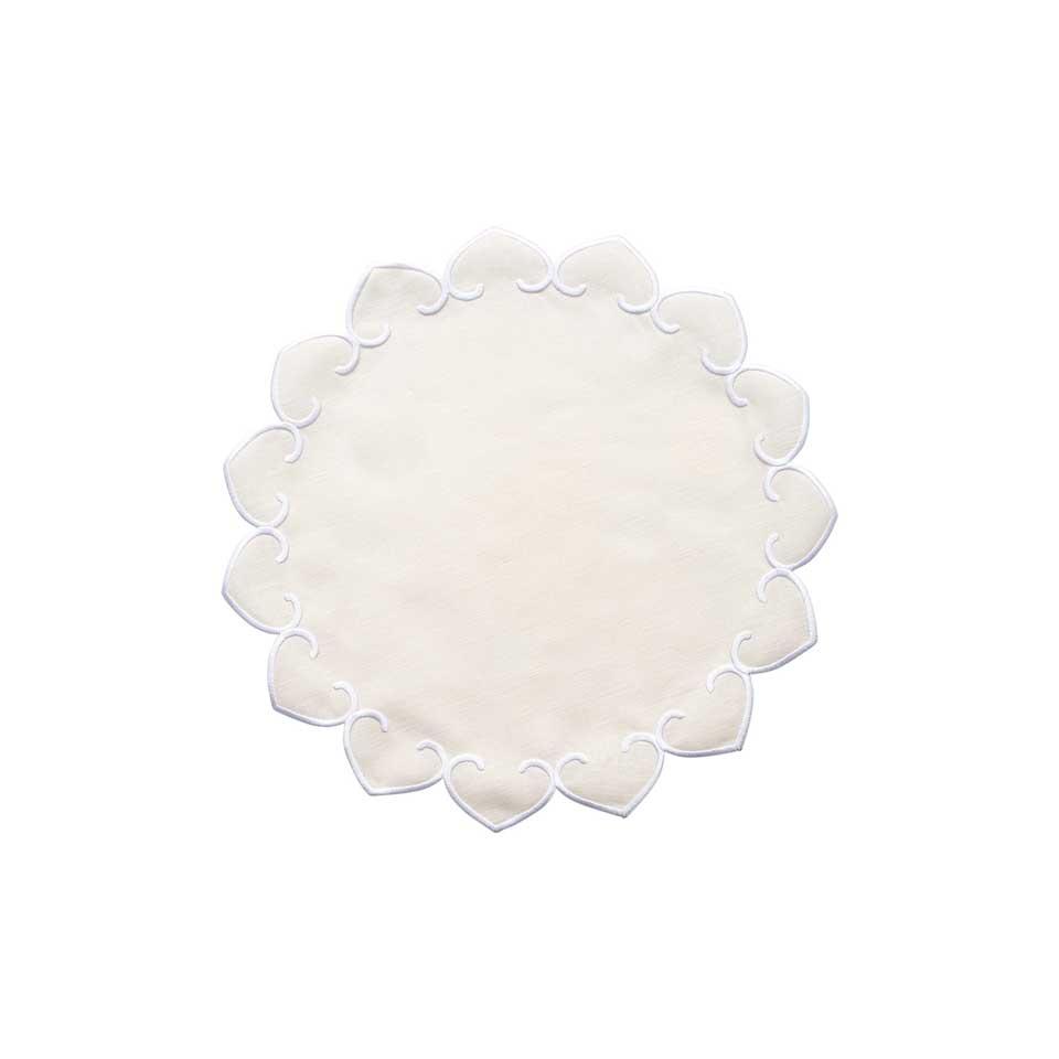 Ivory Round Placemats with White Stitching - Set of 4