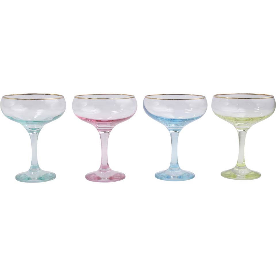 Assorted Coupe Champagne Glasses - Set of 4
