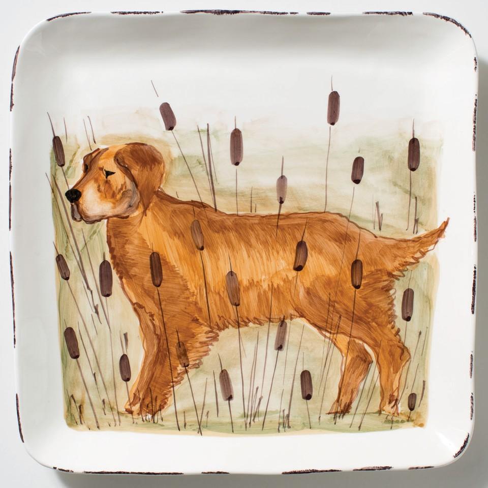 Hunting Dog Large Square Platter