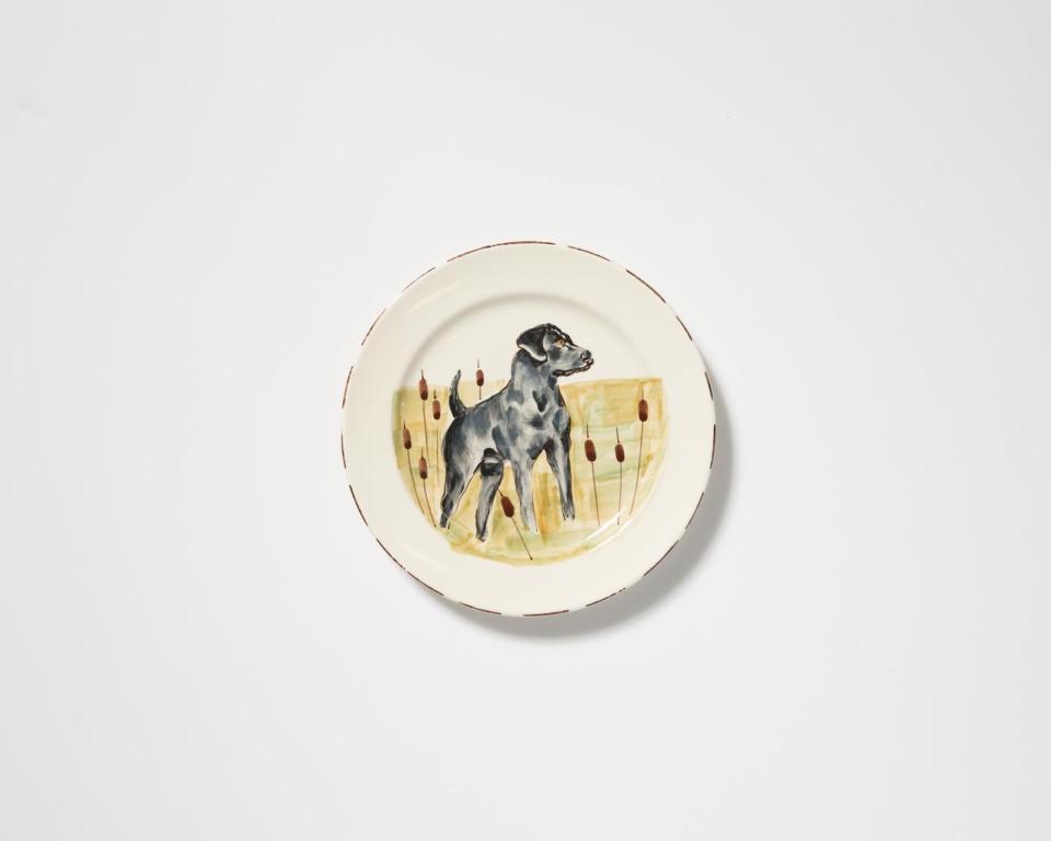 Black Hunting Dog Dinner Plate