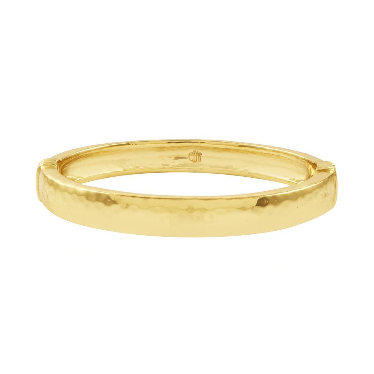 Oval Hinged Bangle, M/L - Gold