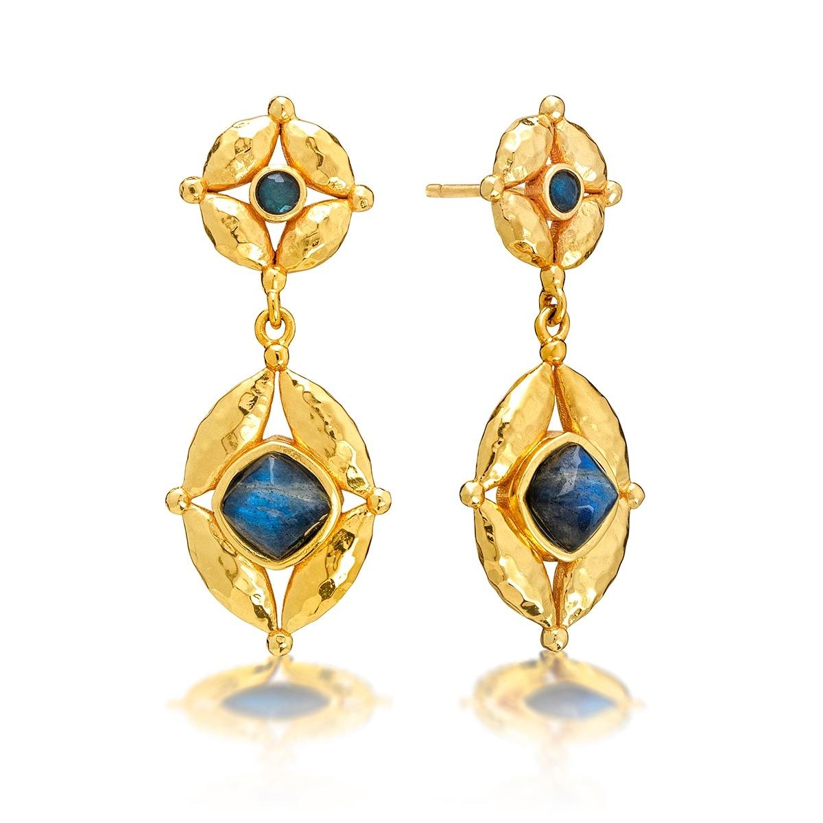 Post Drop Earrings - Blue Labradorite