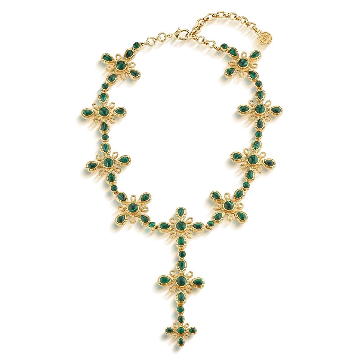 Gem Convertible Necklace, 16"+2" - Malachite