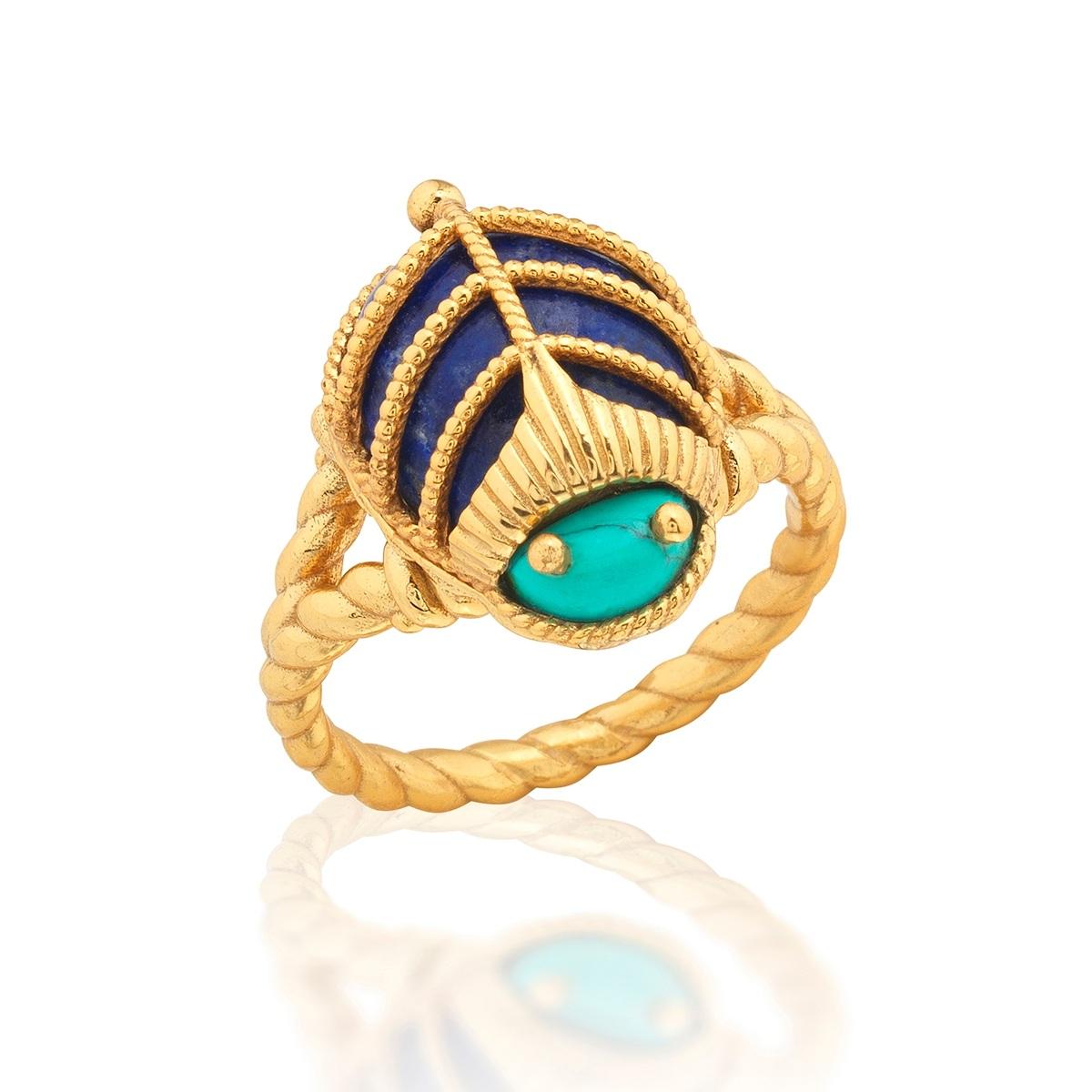 Petite Ring - Turquoise/Lapis, Size 9