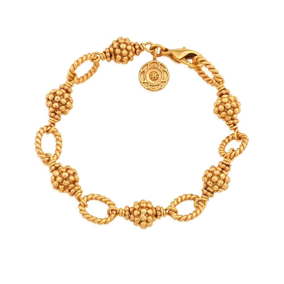& Bead Bracelet, 7"+2" - Gold