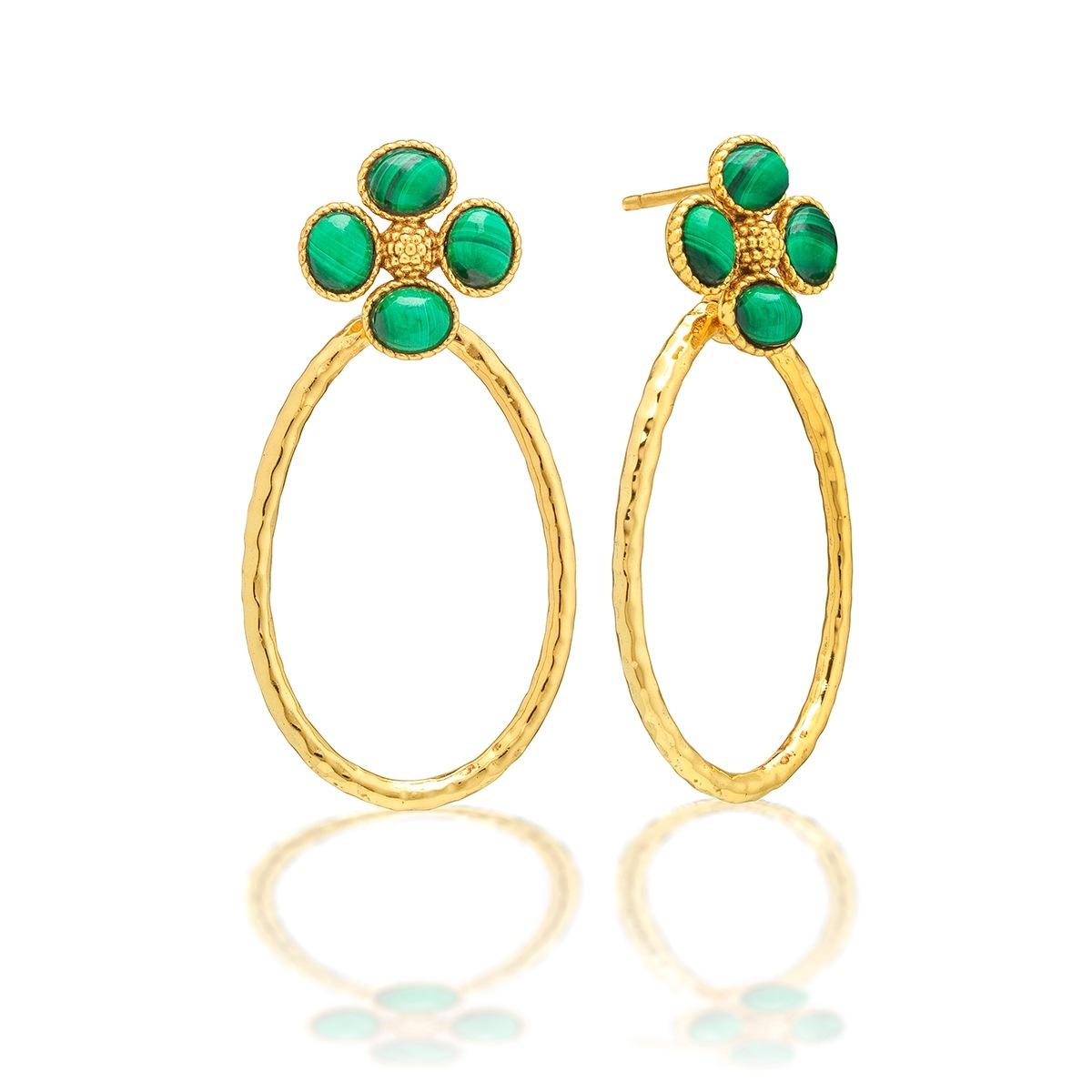 Teardrop Earrings - Malachite