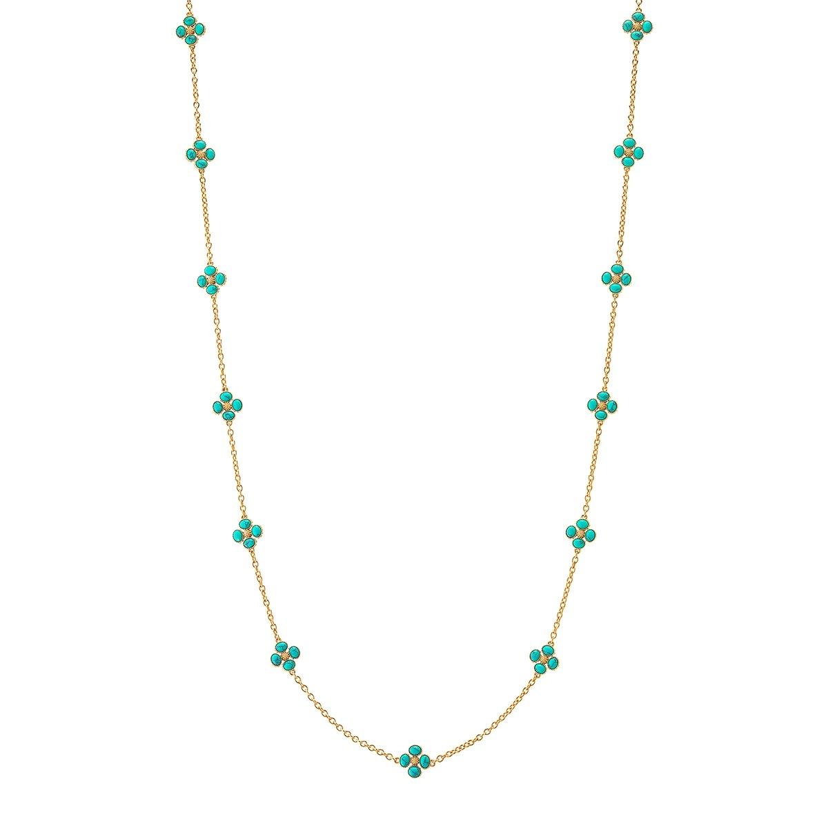 Double Sided Necklace, 34" - Turquoise