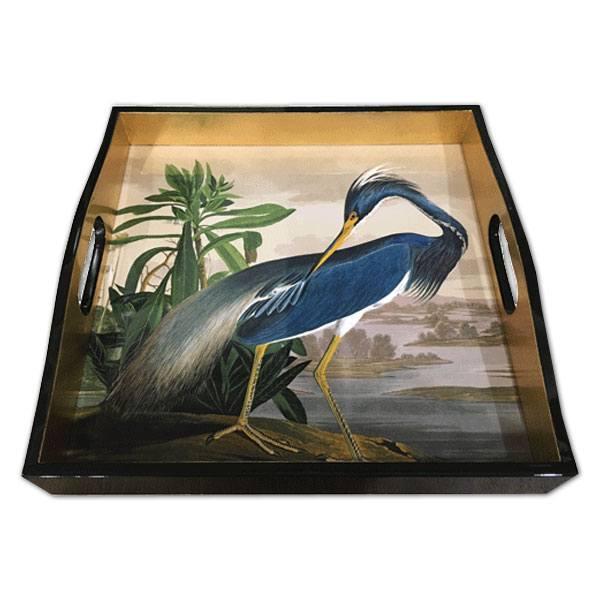 Laquer Square Tray-Audubon Heron