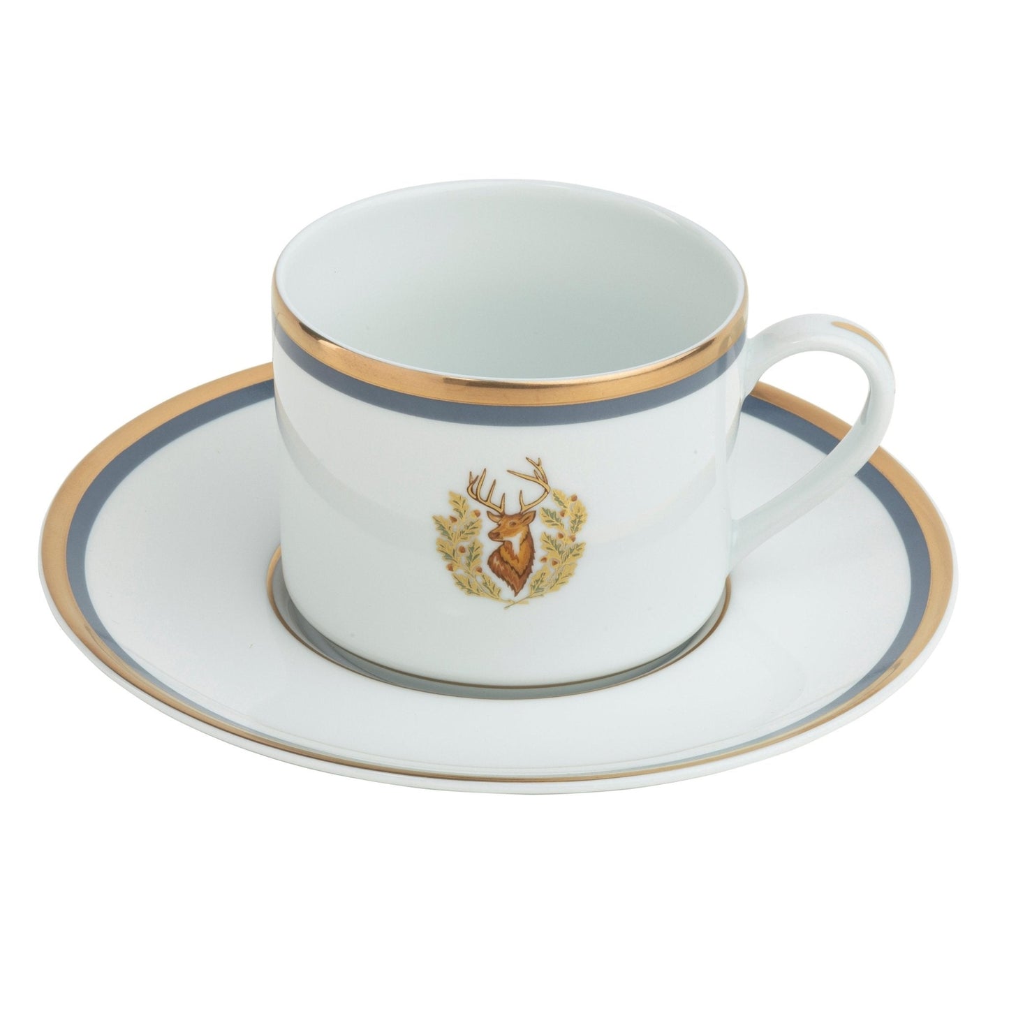 Teacup Gold and Gray-Blue Band