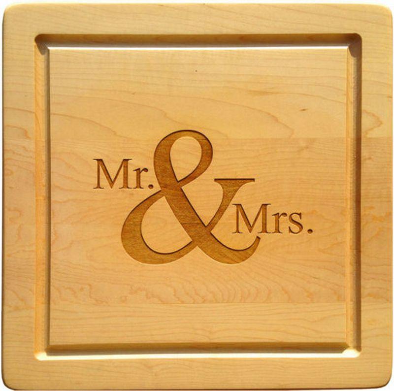 Square Cutting Board-Mr & Mrs