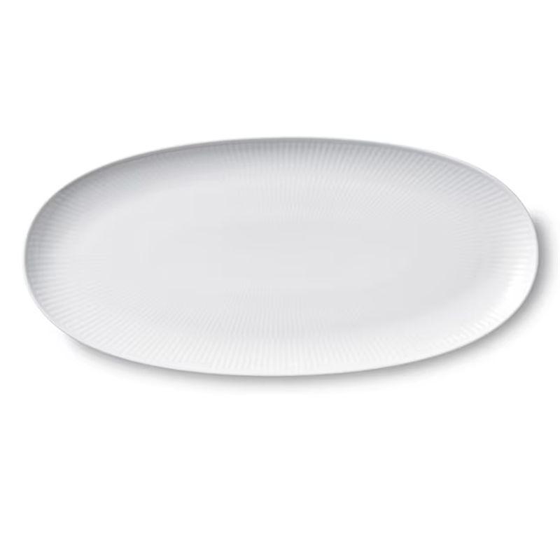 White Fluted Long Oval Dish